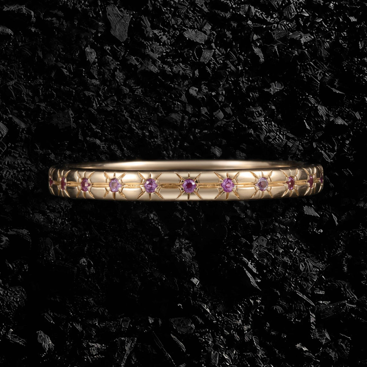 Amethyst Starburst Celestial Eternity Band Ring