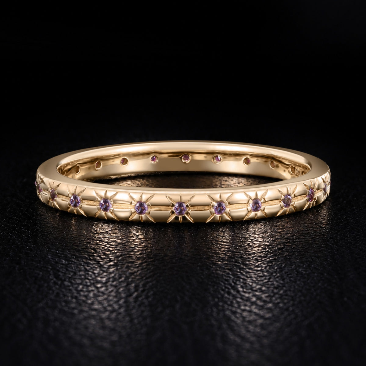Amethyst Starburst Celestial Eternity Band Ring