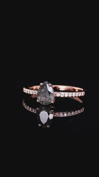 Pear Cut Black Rutilated Quartz Pavé Ring
