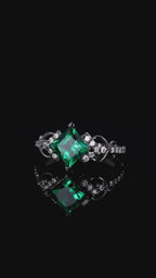 Princess Cut Lab Emerald Infinity Pavé Ring