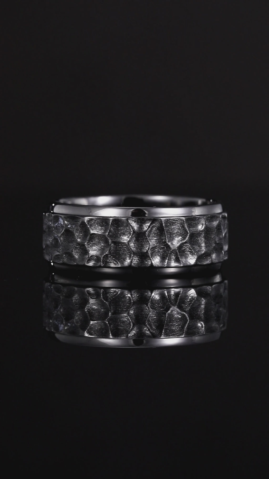 Hand Hammered Black Gold Wide Band