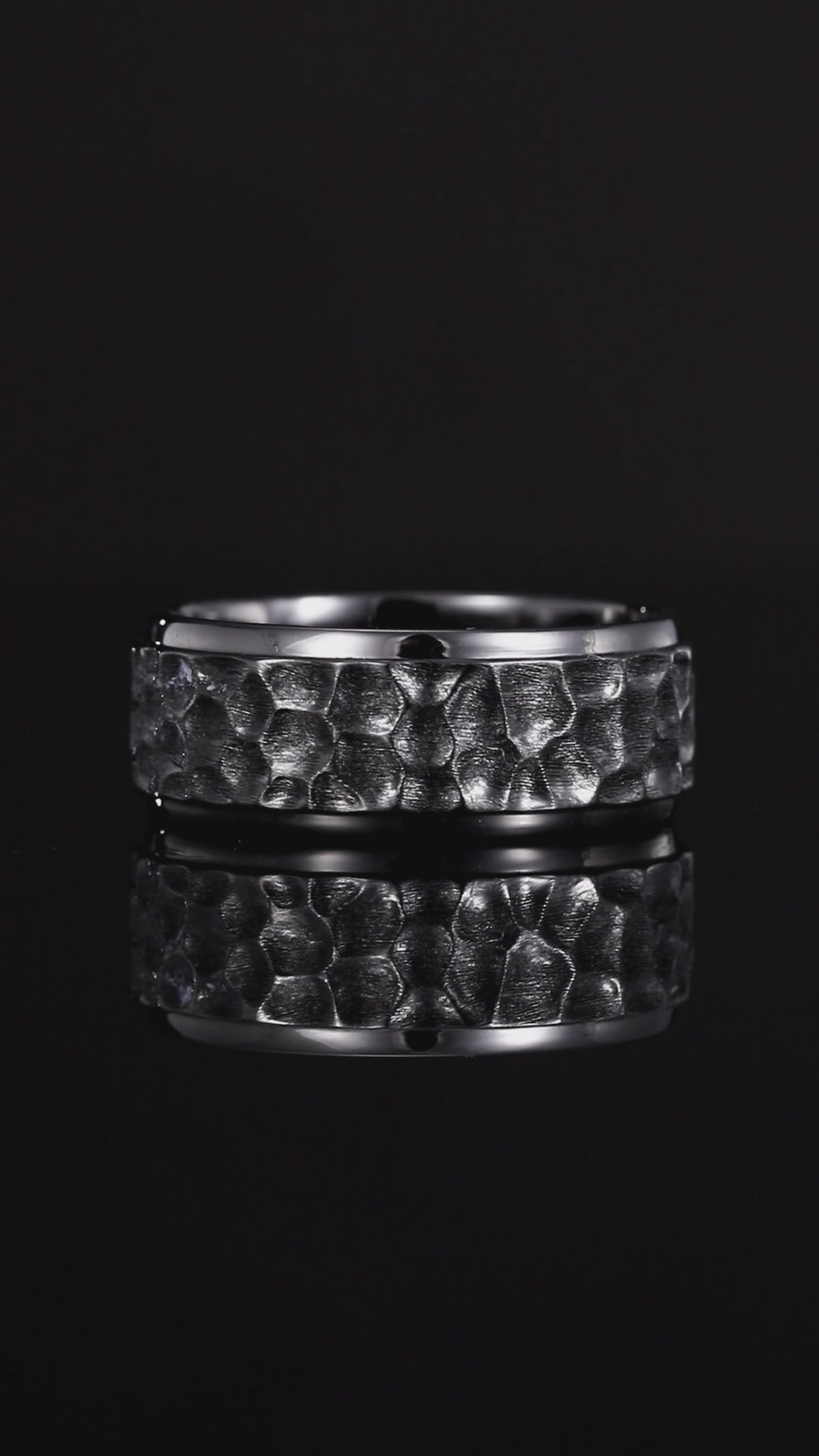 Hand Hammered Black Gold Wide Band