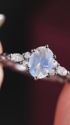 Oval Cut Moonstone Twisted Band Ring