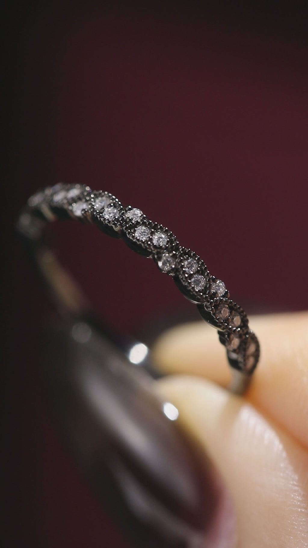 Lab Diamond Milgrain Infinity Twist Gothic Band Ring