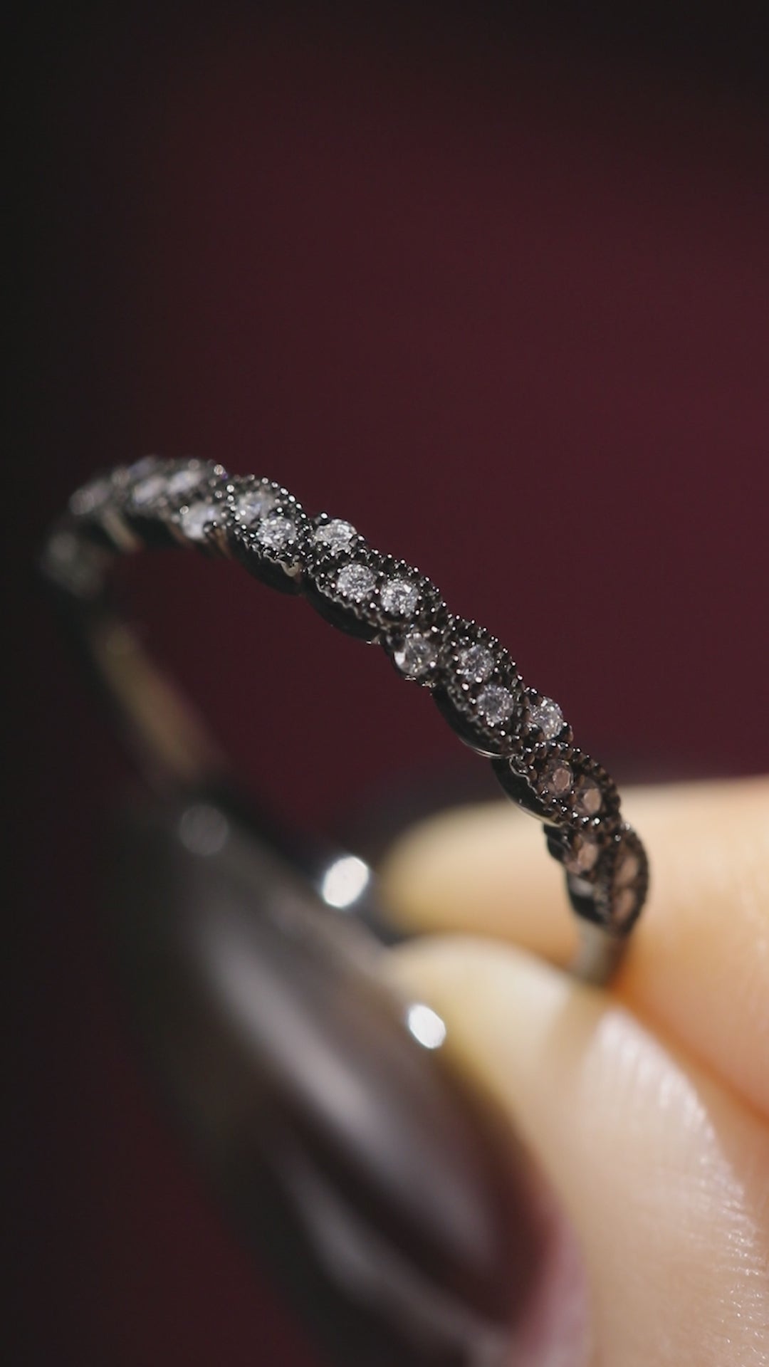 Lab Diamond Milgrain Infinity Twist Gothic Band Ring