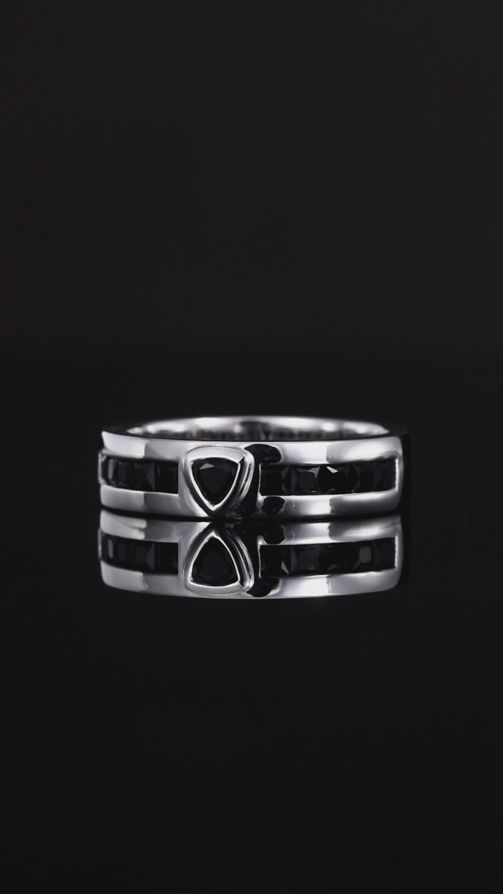 Trillion Cut Black Moissanite Knight’s Armor Band