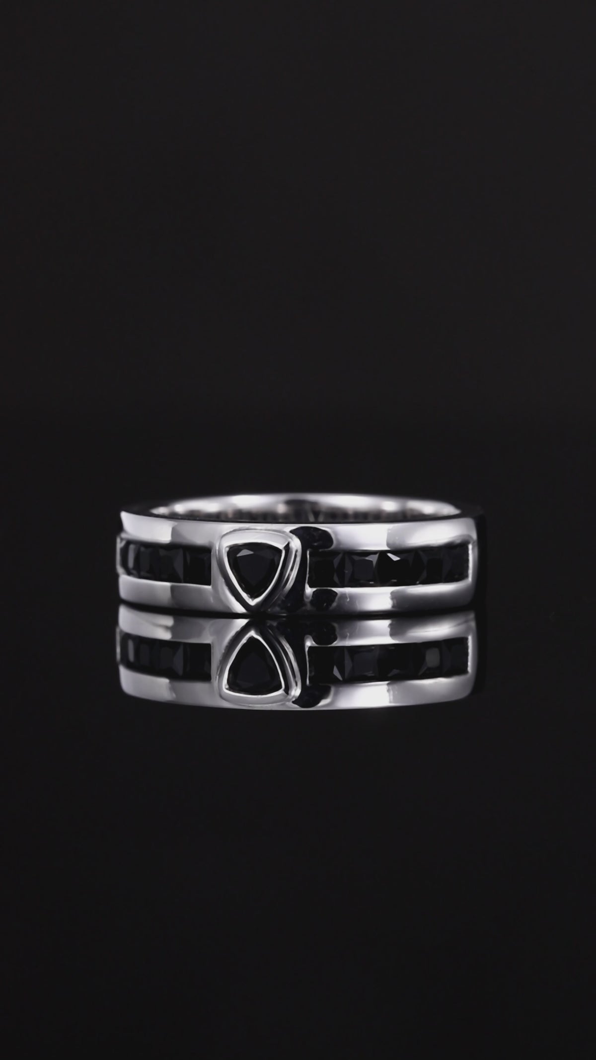 Trillion Cut Black Moissanite Knight’s Armor Band