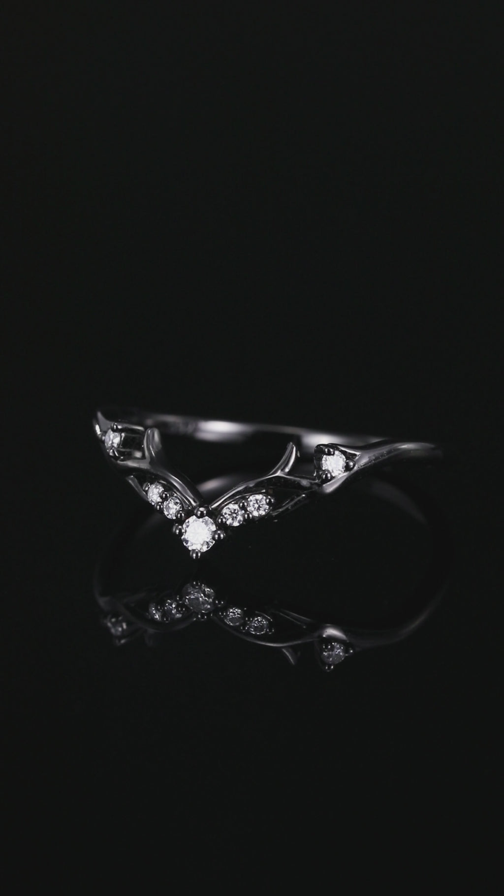 Lab Diamond Horned Crown Gothic Curved Band Ring