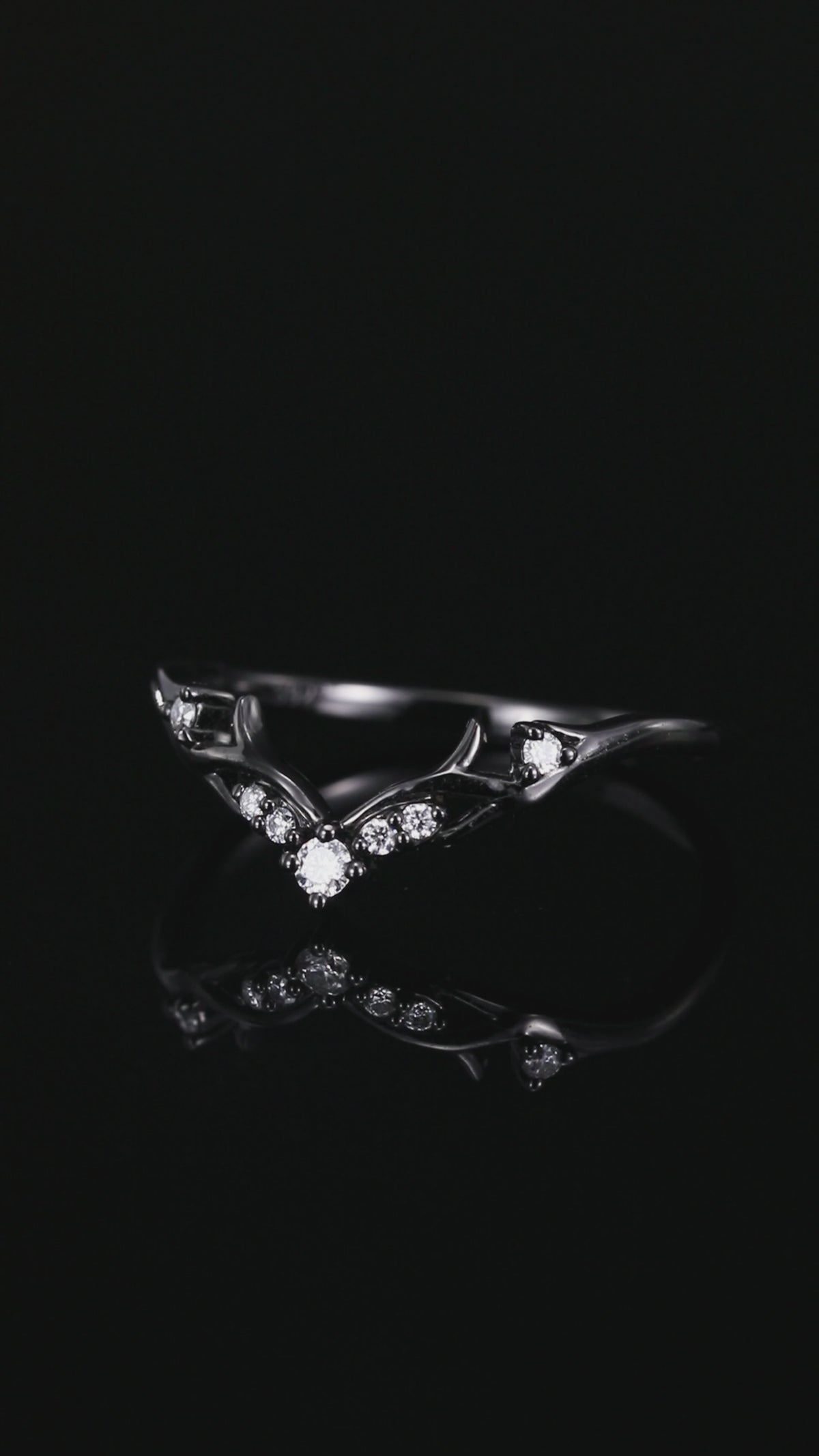 Lab Diamond Horned Crown Gothic Curved Band Ring